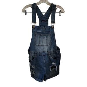 Blue Spice Blue Jean Distressed Shortall Bib Overalls Size 11